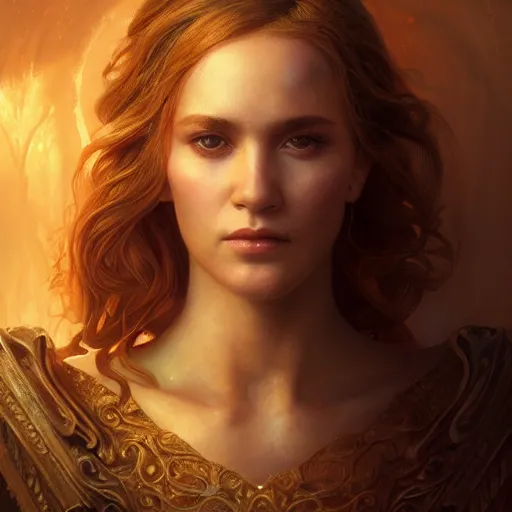 Image similar to majestic gracious regal seductive aphrodite portrait, ancient greece, atmospheric lighting, painted, intricate, volumetric lighting, beautiful, rich deep colours masterpiece, golden hour, sharp focus, ultra detailed, by leesha hannigan, ross tran, thierry doizon, kai carpenter, ignacio fernandez rios