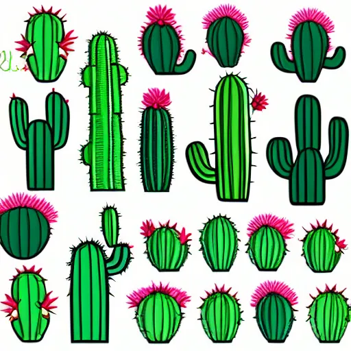Prompt: cute cactus clipart vector design, 4 k, high poly, video game asset, illustration, vector clipart print