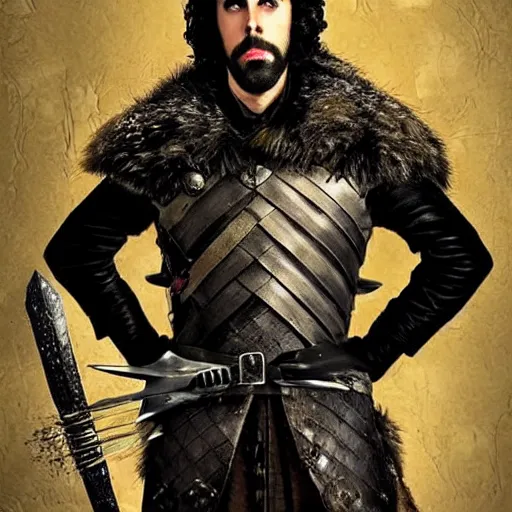 Image similar to epic d & d portrait of sacha baron cohen as john snow, gorgeous masterpiece art