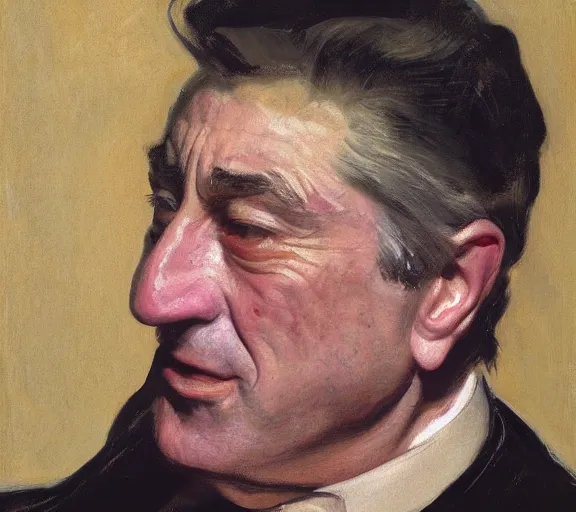 Prompt: a hyper-detailed oil painting of Robert DeNiro by John Singer Sargent; anatomically correct