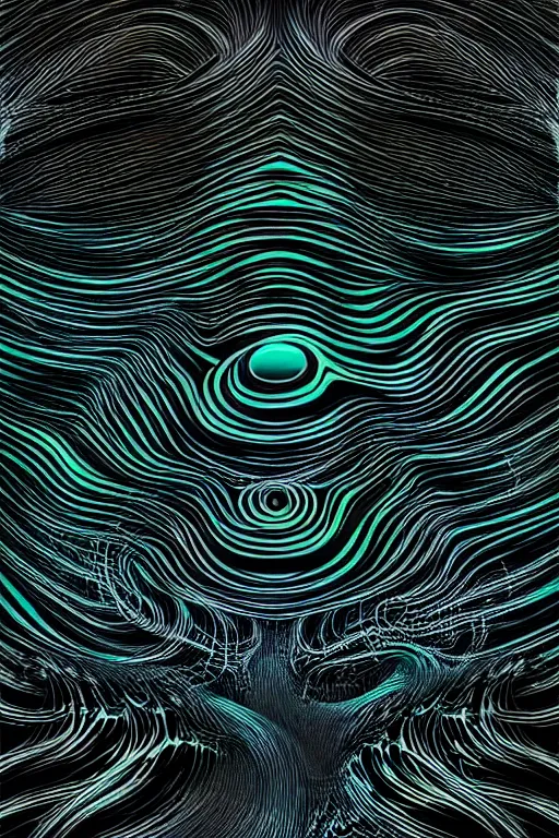 Prompt: Freeform ferrofluids, beautiful dark chaos, swirling black frequency by James Jean and dan mumford