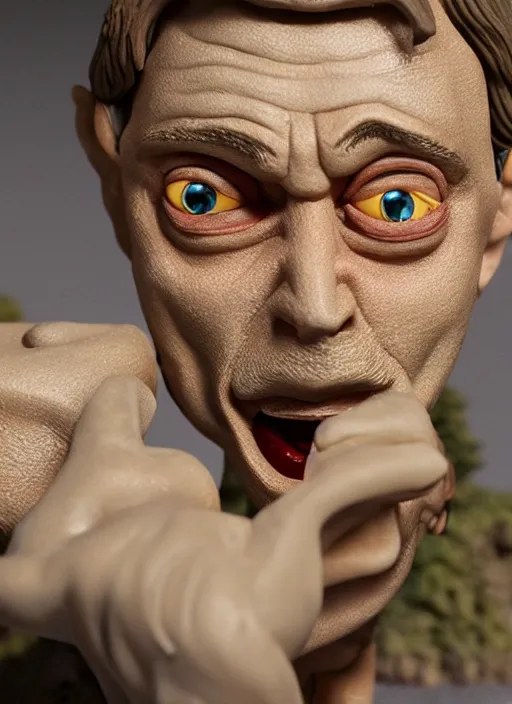 Image similar to product photography of a claymation action figure steve buscemi in lord of the rings, depth of field, zeiss lens, detailed, centered, by erwin olaf, joop geesink, diorama, breathtaking, 8 k resolution, extremely detailed, beautiful, establishing shot, hyperrealistic