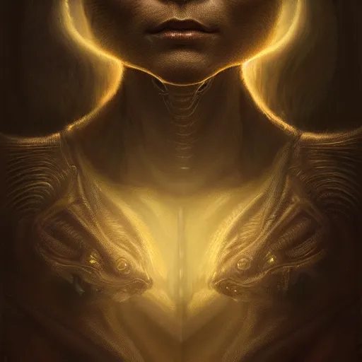 Image similar to Alien grey portrait, atmospheric lighting, painted, intricate, golden hour, ultra detailed by Leesha Hannigan, Ross Tran, Thierry Doizon, Kai Carpenter, Ignacio Fernández Ríos