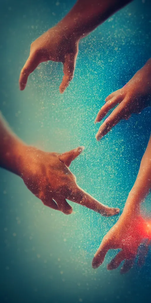 Image similar to a blurry closeup picture of skin gripped tightly, human bodies, hands, macro photography, long exposure photograph, surrealism, anamorphic bokeh, orange and cyan lighting, cinematic