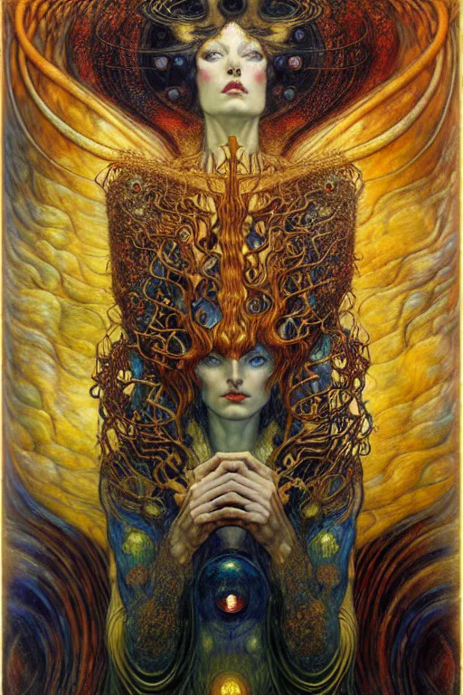 Image similar to Divine Chaos Engine by Karol Bak, Jean Delville, William Blake, Gustav Klimt, and Vincent Van Gogh, symbolist, visionary