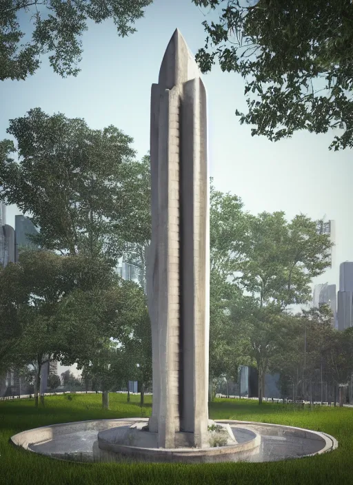 Prompt: highly detailed realistic architecture 3 d render of a stele in the style of power tower standing in a city park, archdaily, made in unreal engine 4 octane render