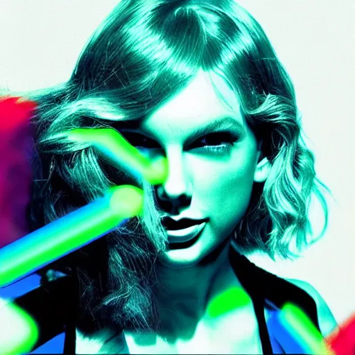 Image similar to a neon album cover for Taylor Swift