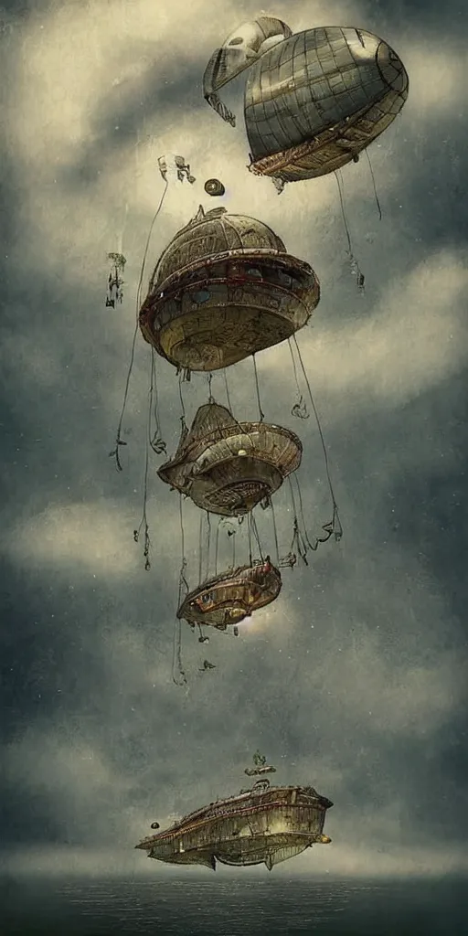 Image similar to a vintage living airship by alexander jansson