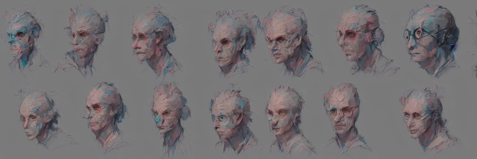 Image similar to colorful character faces, realistic todd solondz faces, character sheet, fine details, concept design, contrast, kim jung gi, greg rutkowski and da vinci, trending on artstation, 8 k, emotional, face turnaround, front view, back view, side view, ultra wide angle