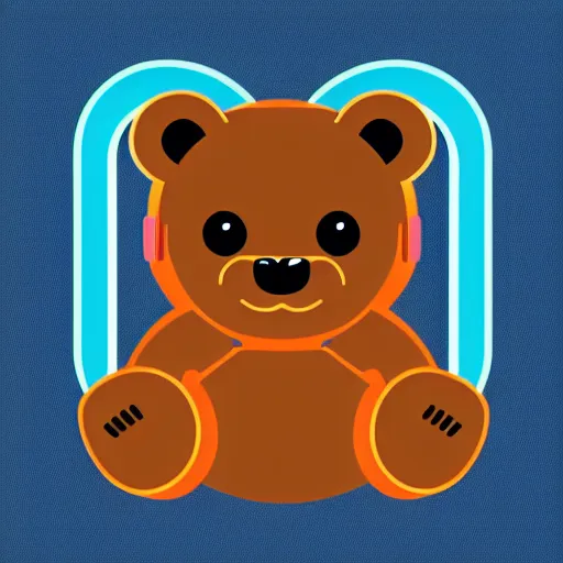 Image similar to podcast vector logo of cute cuddly bear listening to music, podcast, microphone, melodic, dreamy, isometric, adorable, octane render, golden ratio, 4k UHD, iconic design