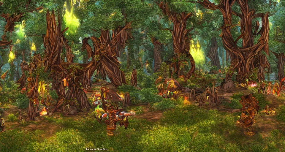 Image similar to Enchanted and magic forest, from Warcraft