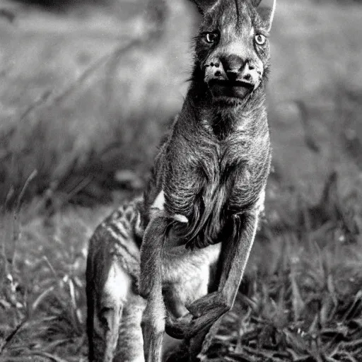 Prompt: dynamic photos of a tasmanian tiger, National Geographic animal pictures, sharp detail, shallow depth of field