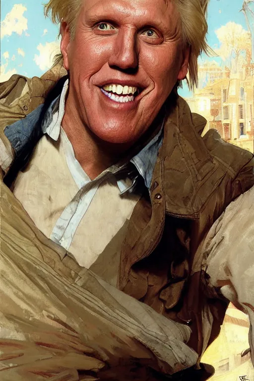 Image similar to Gary Busey portrait by Stanley Artgerm Lau, greg rutkowski, thomas kindkade, alphonse mucha, loish, norman Rockwell