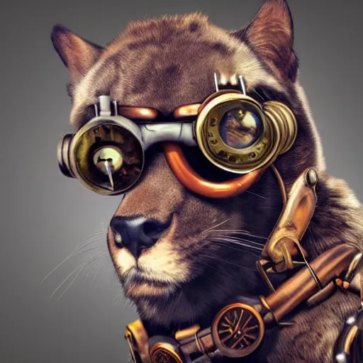 Prompt: a profile picture of an animal with steampunk googles, by ROSS tran, 4k