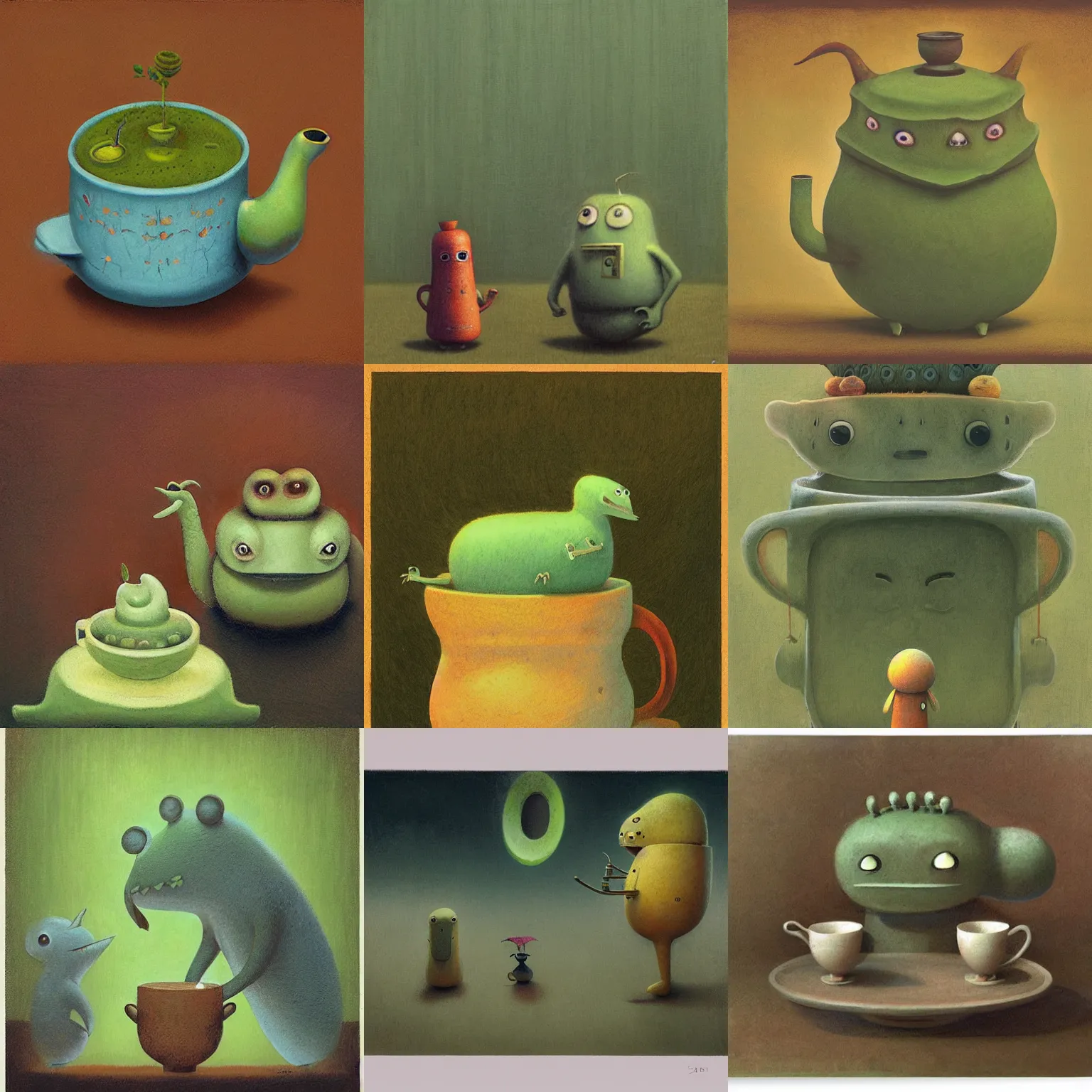 Prompt: macha tea by shaun tan