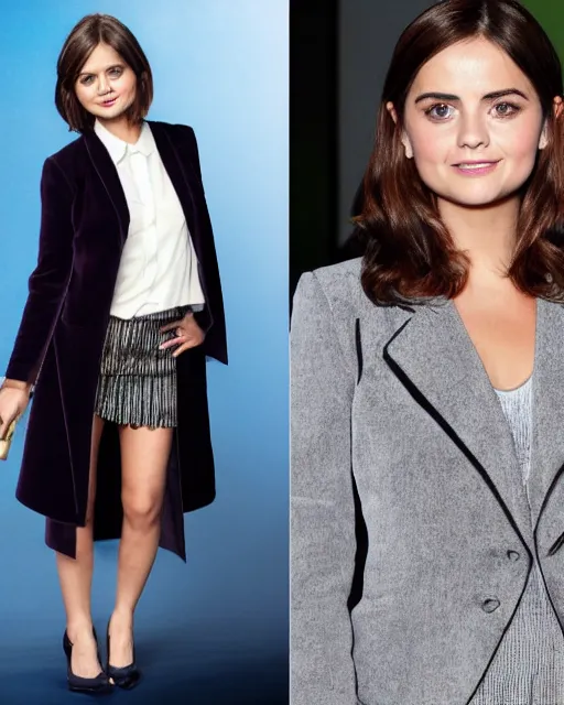 Prompt: Jenna Coleman as the Doctor, velvet blazer, waistcoat