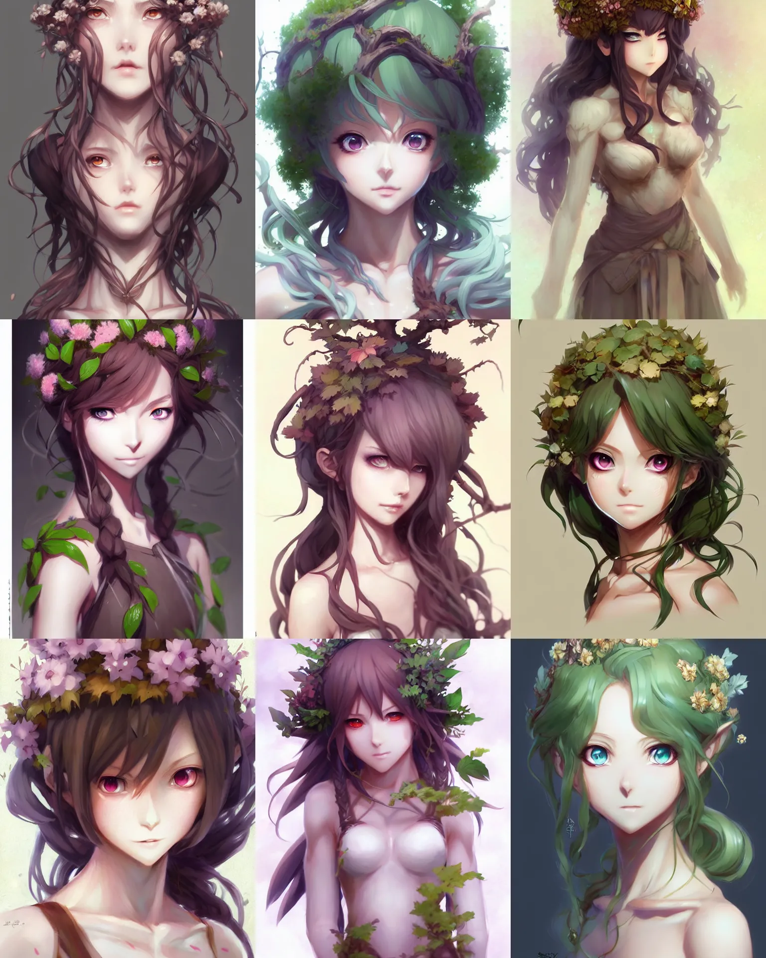 Prompt: character concept art of an anime dryad | | cute - fine - face, pretty face, realistic shaded perfect face, fine details by stanley artgerm lau, wlop, rossdraws, james jean, andrei riabovitchev, marc simonetti, and sakimichan, trending on artstation, @ umespiao