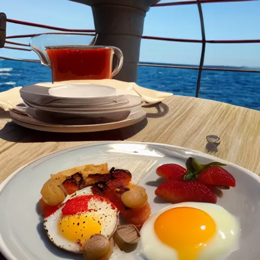 Prompt: good morning breakfast on the sea