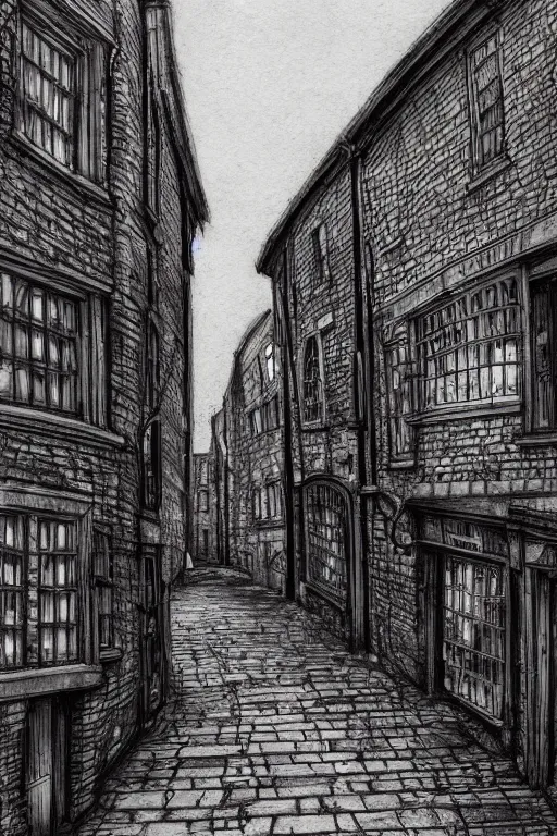Prompt: a beautiful urban sketch of the shambles and little shambles york, 8 k, frostbite 3 engine, cryengine, dof, trending on artstation, digital art, crepuscular ray, art by fossi _ images and tugboat printshop