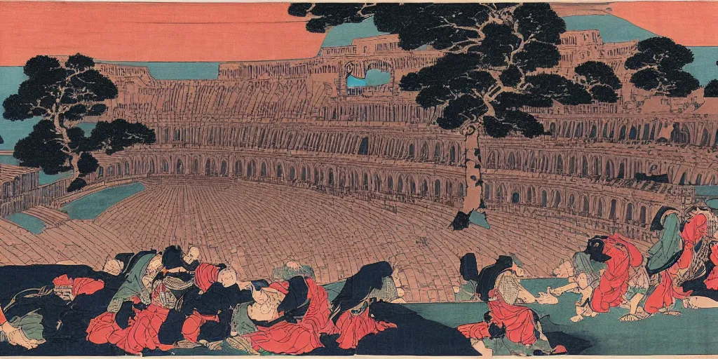 Image similar to i, Colosseum by Hokusai