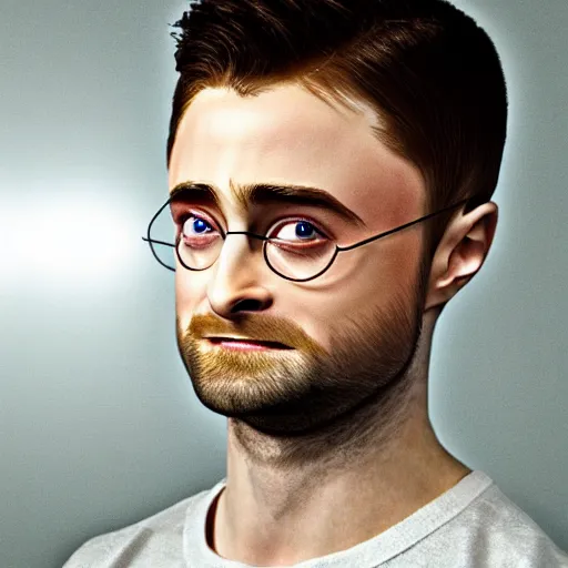 Image similar to hyperrealistic film still of daniel radcliffe crossed with a radish