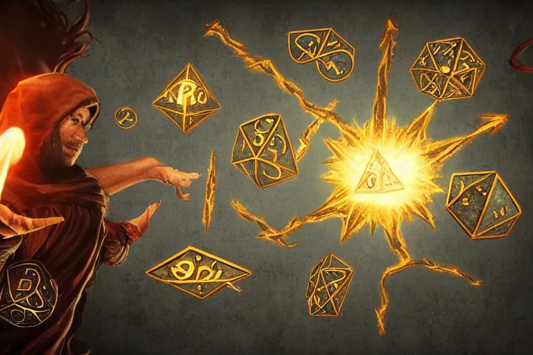 Image similar to A powerful Sorcerer draws magic glowing runes in the air, enchanting objects with glyph magic, D&D fantasy setting, 4k