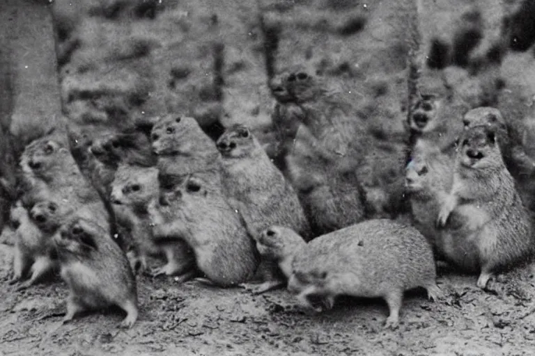 Image similar to obese prairie dog soldiers in ww 2