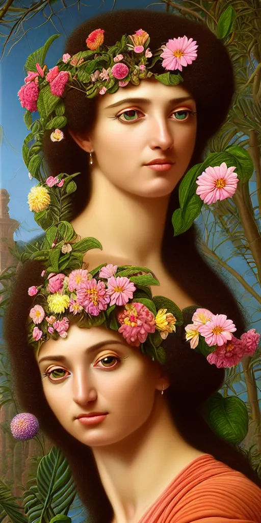 Image similar to portrait of the goddess of tennis, unusual beauty, flowers and plants, emotionally evoking symbolic metaphors, head in focus, fantasy, ornamental, intricate, elegant, sensual, highly detailed digital painting, artstation, concept art, painterly, golden ratio, sharp focus, illustration, art by John William Godward and Boris Vallejo and Zdzisław Beksiński,