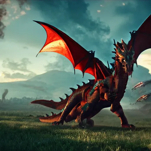 Image similar to female warrioR riding a dragon, with an army of a 1000 giants wite and red dragons behind it. cinematic unreal engine, 8K , live action.