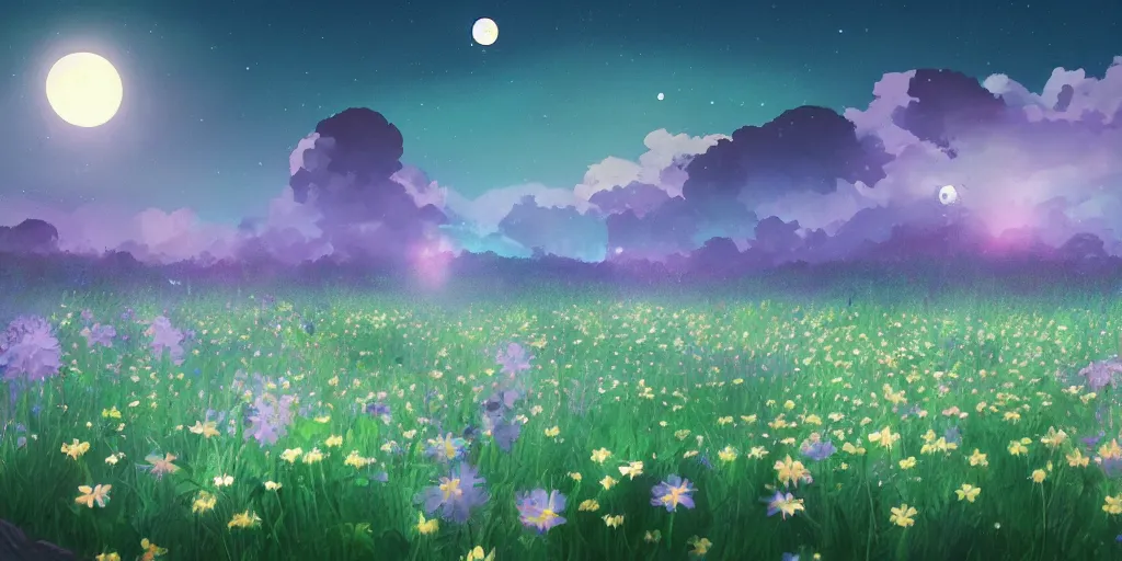 Anime flower field scenery HD wallpapers | Pxfuel