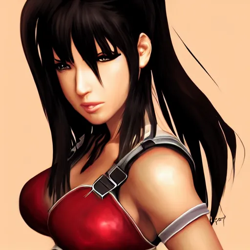 Image similar to face and body shot of tifa lockhart, concept art trending on artstation