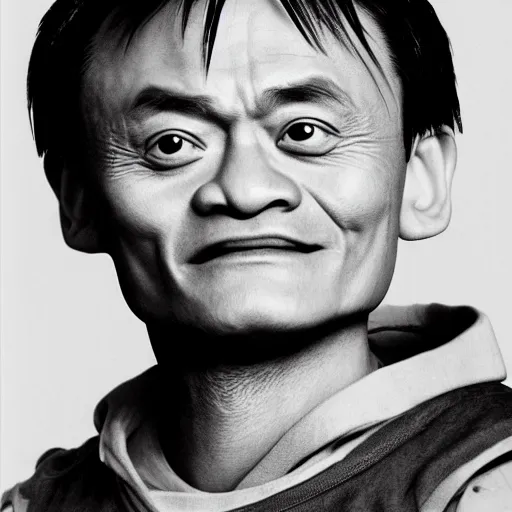 Image similar to jack ma tiny face enlarge cranium in the body form of crang from teenage mutant ninja turtles photo portrait