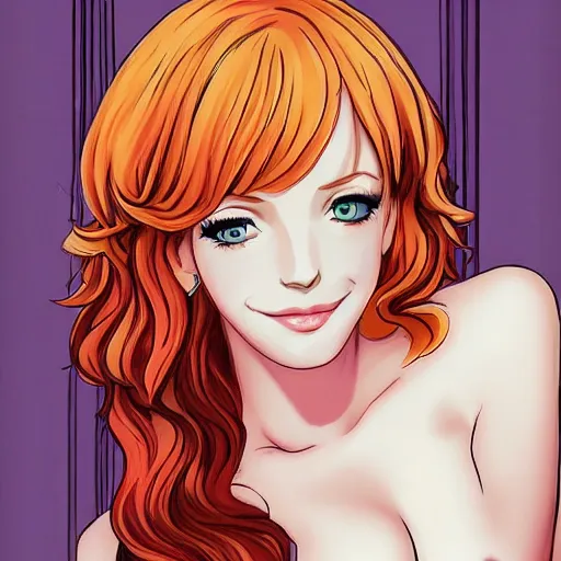 Image similar to Christina Hendricks with anime style, bath,