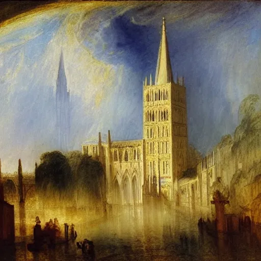 Prompt: Norwich cathedral by J. M. W. Turner