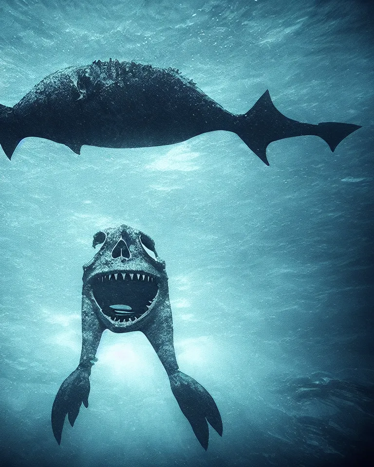 Image similar to a huge monster staring at your from under the waves of the huge empty ocean