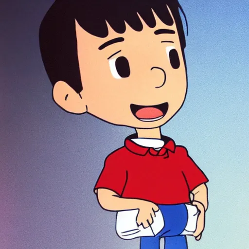 Image similar to photorealistic image of crayon shin chan as a human