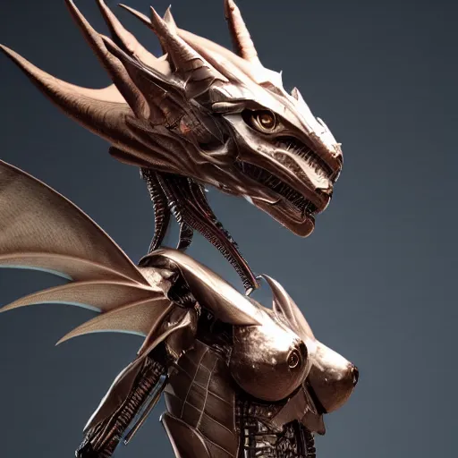 Image similar to stunning cinematic realistic full-body shot, of a beautiful hot anthropomorphic robot female dragon, well designed highly detailed cute female dragon head with slick eyes, looking down at the camera with a smirk, well armored, detailed claws, high quality digital art, HD octane render, furry art, Artstation, Deviantart, Furaffinity