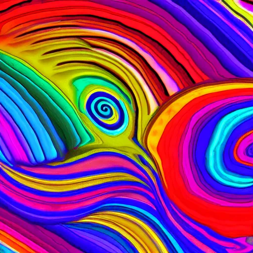 Prompt: lisa frank psychedelic rainbow wallpaper trending on art station, 8k, vibrant