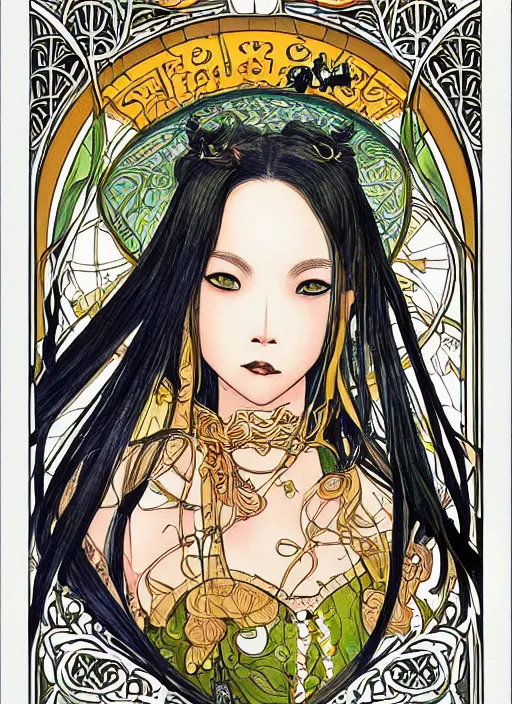 Prompt: an art nouveau copic maker illustration of makima by tatsuki fujimoto