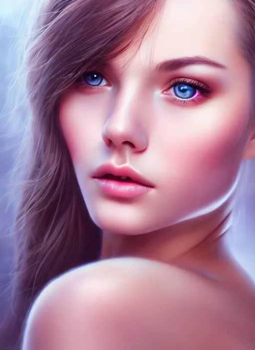 Image similar to a gorgeous female photo, professionally retouched, soft lighting, realistic, smooth face, [ [ full body shot ] ], perfect eyes, wide angle, sharp focus on eyes, 8 k high definition, insanely detailed, intricate, elegant, art by artgerm, snowy winter