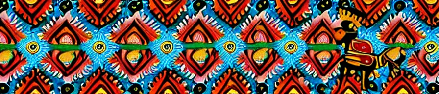 Image similar to [ mexican folk art ] mural depicting [ joseph and the amazing technicolor dreamcoat ] monochromatic! brown