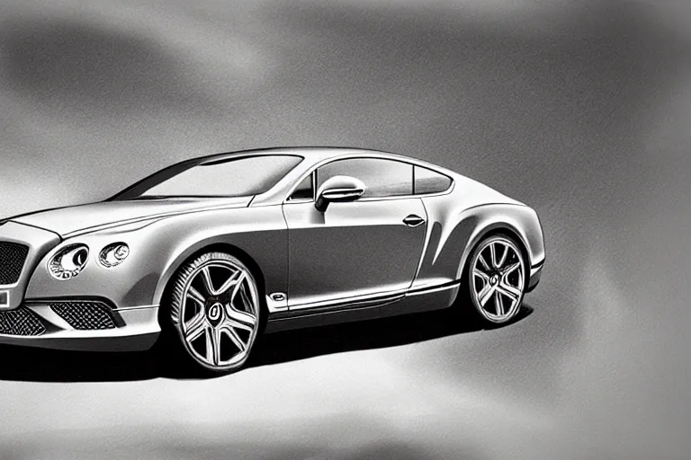 Image similar to Bentley Continental GT drawing with black helium handle