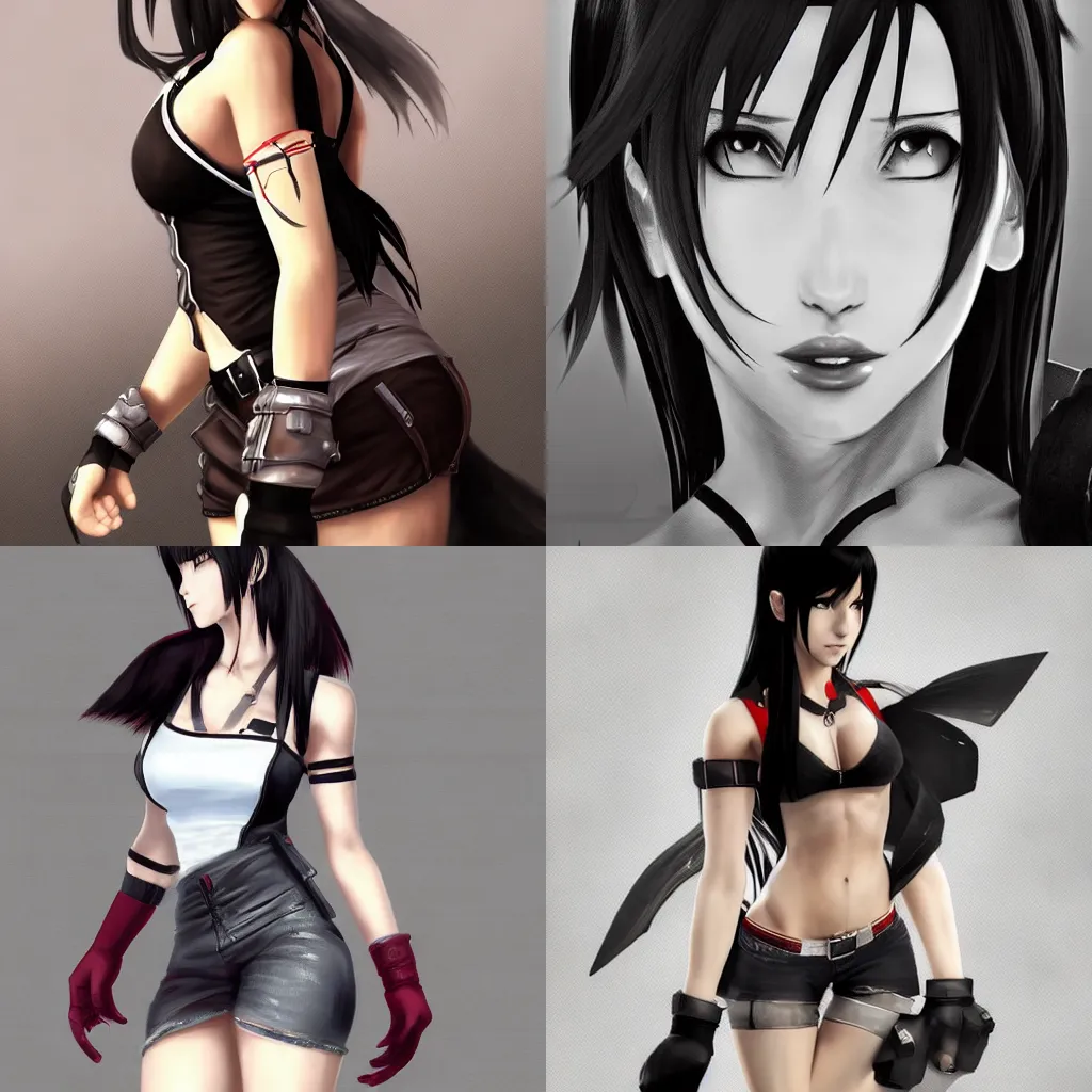 Prompt: beautiful digital art of tifa lockhart, trending on artstation