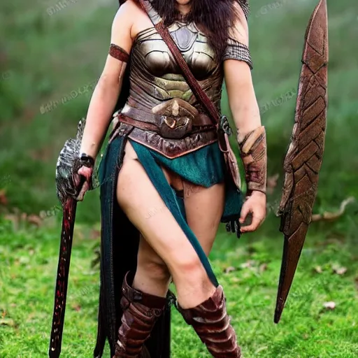 Prompt: full body photo of a cute skinny woman as a valkyrie warrior,