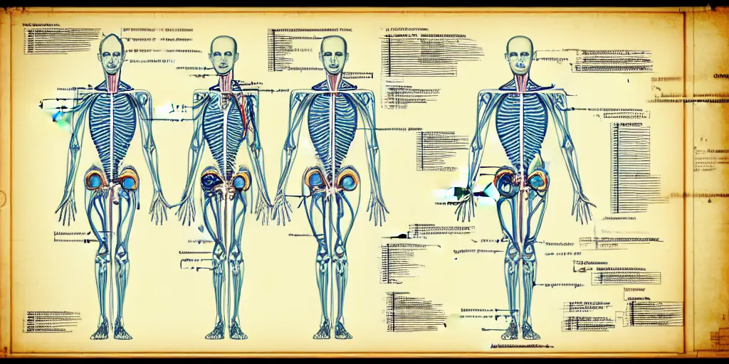 Image similar to technical diagram blueprint of anthropomorphic anatomical sip technician, performance enhanced salesman anatomy, snake oil sip tech technical blueprint plan