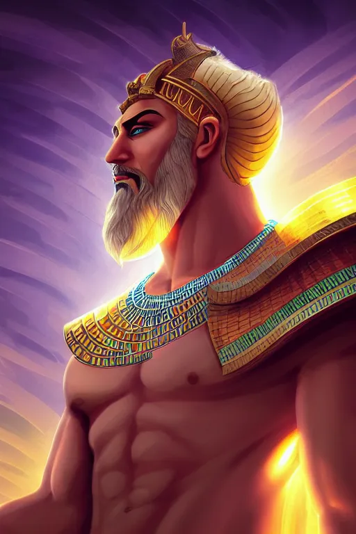 Image similar to the god zeus, egyptian environment, portrait, sharp focus, digital art, concept art, post processed, dynamic lighting, by emylie boivin and rossdraws