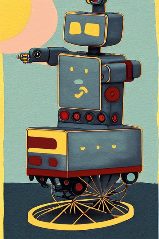 Image similar to ( ( ( ( ( ( ( a robot cat riding a cyber wagon ) ) ) ) ) ) ) by chris mcgrath!!!!!!!!!!!!!! muted colors, detailed