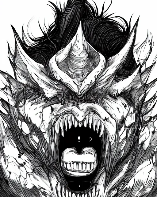 Image similar to A crate with tongue and tooth, terrifying, black and white, fantasy art, monster art, in the style of masami kurumada, illustration, epic, fantasy, intricate, hyper detailed, artstation, concept art, smooth, sharp focus, ray tracing