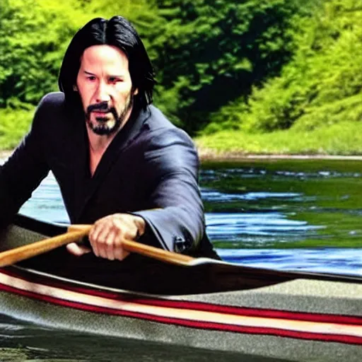 Image similar to Keanu Reeves as a canoe