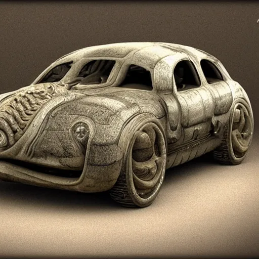 Prompt: car, by giger, realistic, detailed